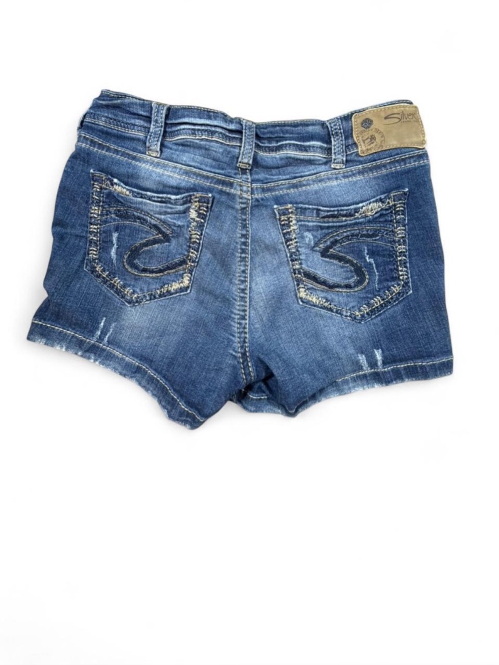 Silver Jeans Co Suki Mid Rise Jean Shorts Size 30 Distressed Denim
